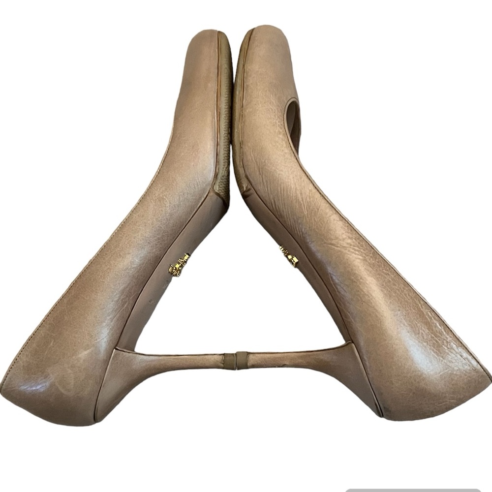 Prada Leather Cream Round Toe Heel 10 - Picture 5 of 10